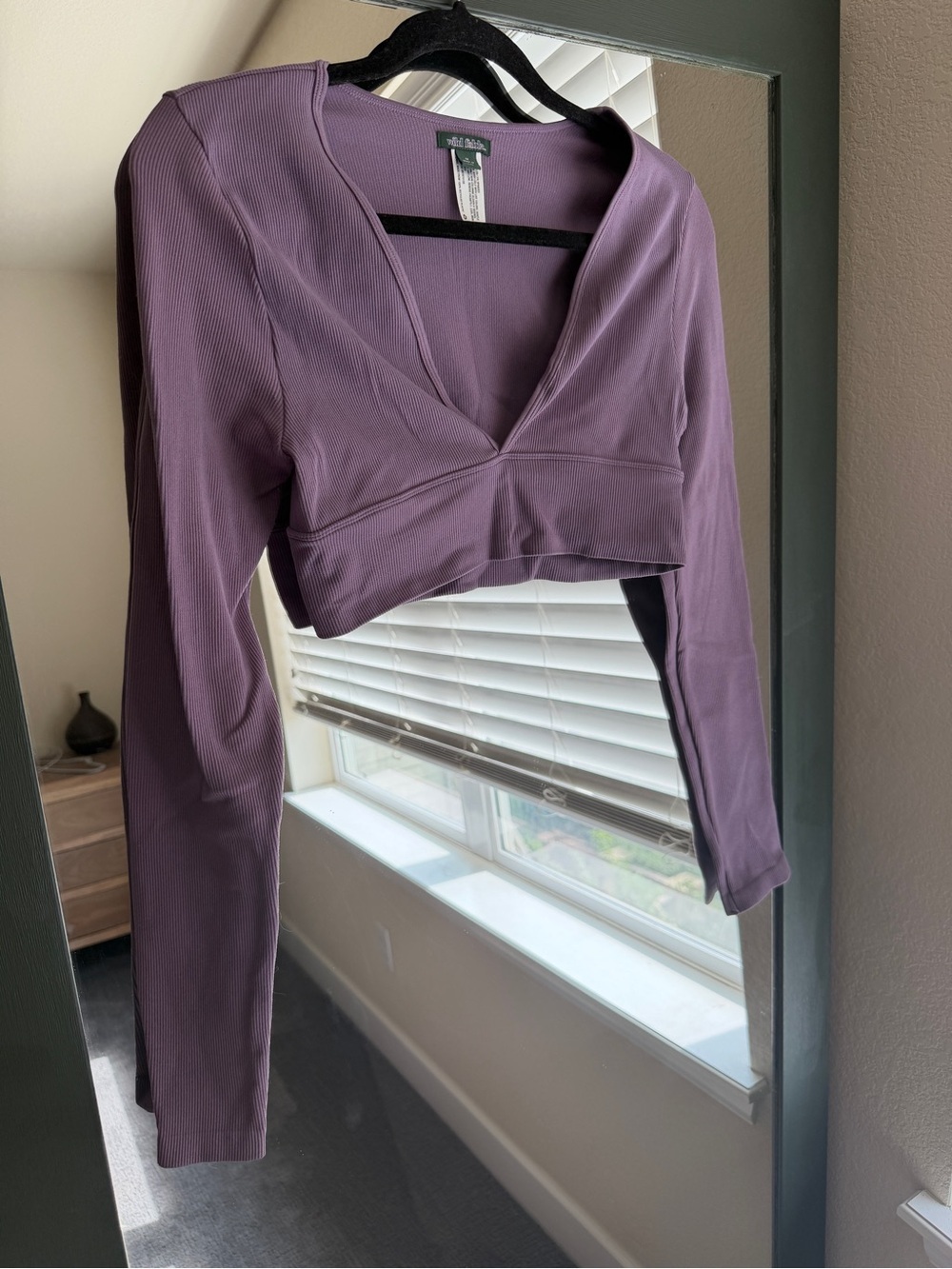 ✨ Wild Fable Ribbed Long Sleeve V-Neck Crop Top Mauve Purple ✨